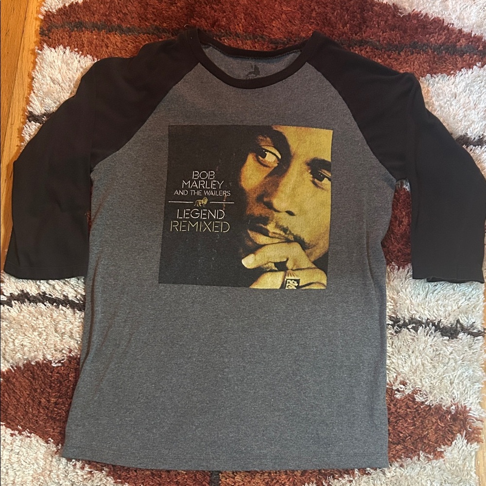 Bob Marley  Raglan Shirt - Black and Gray